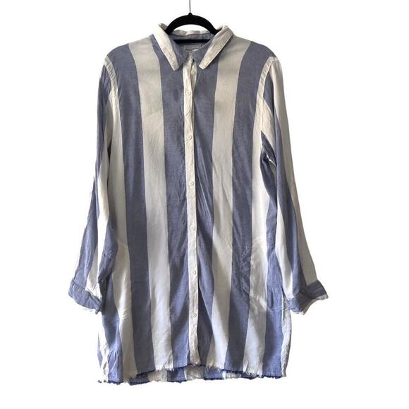Tommy Bahama Rugby Beach Striped Print Boyfriend Cover-Up Shirt Dress Large - Picture 3 of 7